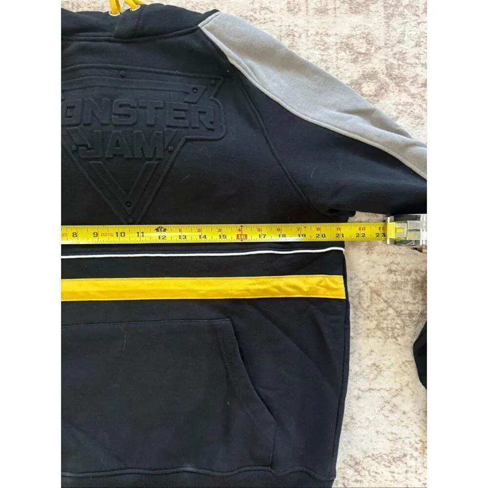 Monster Jam Kids Blackout Embossed Logo Pullover Hoodie Sweatshirt Black Small